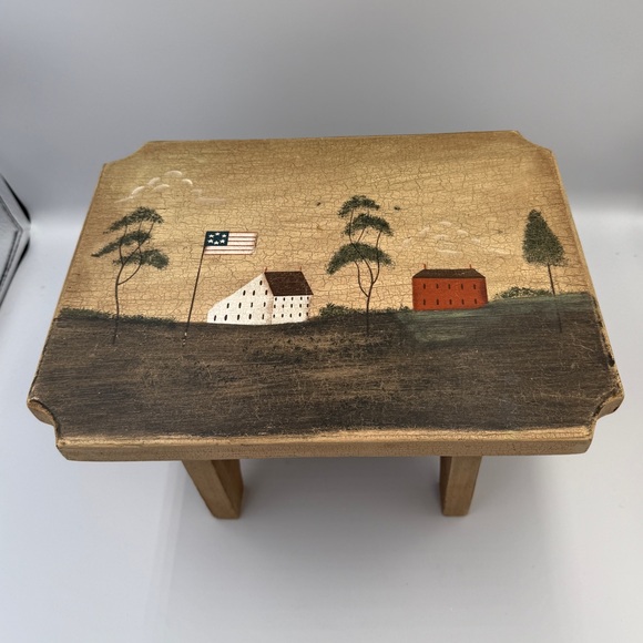 Vintage Hand Painted Wooden Step Stool - Picture 2 of 8